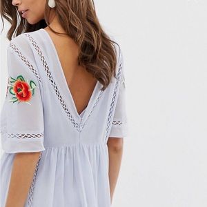 Midi embroidered dress with slip